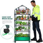 5 tier mini greenhouse with wheels for indoor shown in use