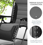 Nestl Padded Oversized Zero Gravity Chair, XL Folding Outdoor Lounge Chair | Adjustable Headrest, Cup Holder & Side Tray, Support 330 LBS, Anti Gravity Reclining, For Patio, Camping & Beach, Black/Grey