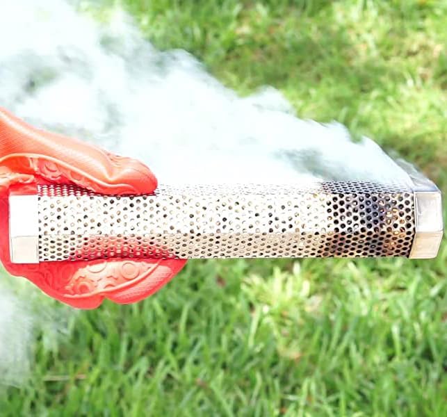 Premium Pellet Smoker Tube 12 inches - 5 Hours of Billowing Smoke | for Any Grill or Smoker, Hot or Cold Smoking, Stainless Steel 304, Silicone Oven Mitt (Set of 1) & Basting Brush, Free eBook