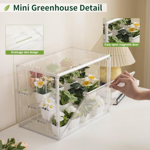 mini greenhouse indoor with magnetic door, m-4tier-2pcs showing dimensions