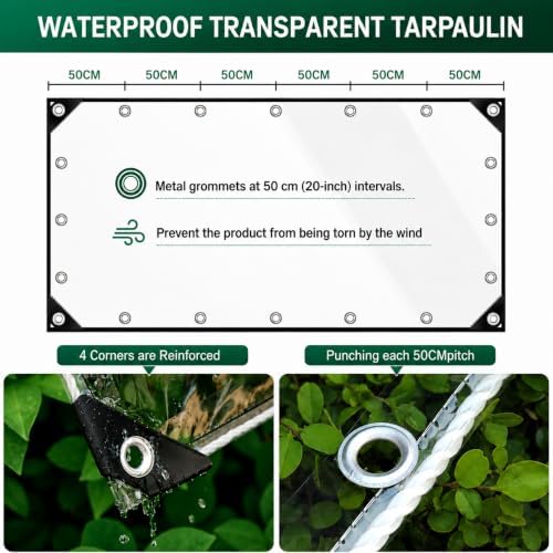 clear tarp 6x16ft, clear tarps with grommets, 14, close-up detail