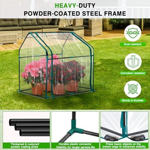yesker mini greenhouse 36"x18"x33" portable small green house showing dimensions
