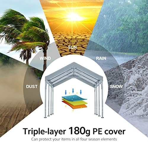 advance outdoor 12x20 ft heavy duty carport potable, side view
