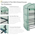 sunnydaze outdoor portable 3-tier mini greenhouse with roll-up shown in use