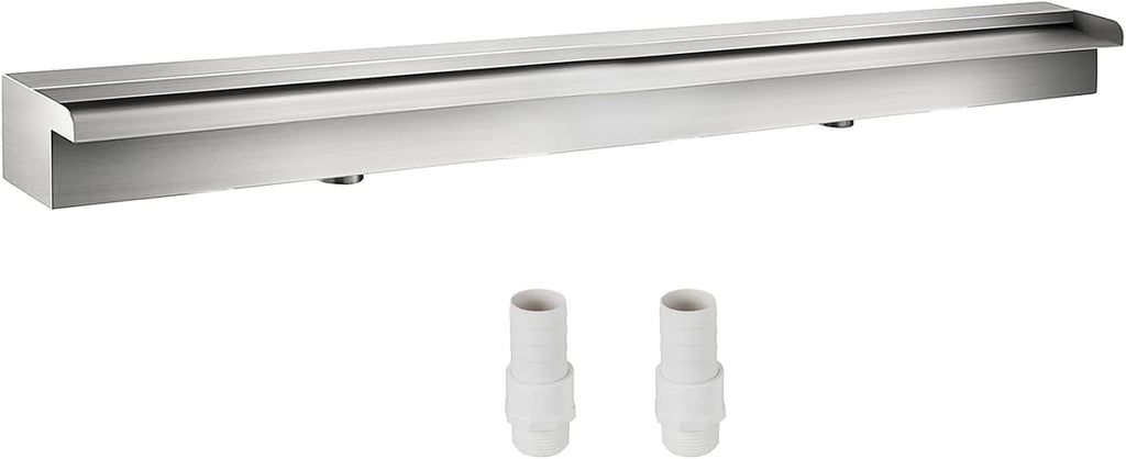 VEVOR Pool Fountain Stainless Steel Pool Waterfall Spillway with Pipe Connector Rectangular Garden Outdoor (59.1")