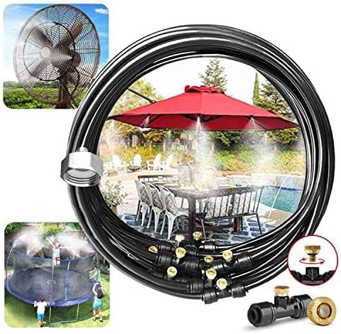 landgarden outdoor misting cooling system, 100ft mister line+26 shown in use