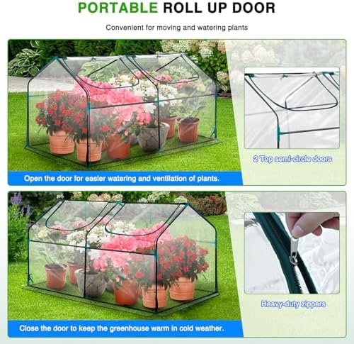 yesker mini greenhouse 71"x36"x36" portable small green house, close-up detail