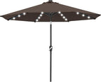 ABCCANOPY 10FT Durable Solar Led Patio Umbrellas with 32LED Lights (Brown)