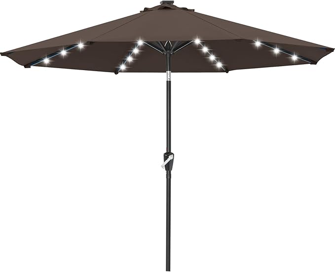 ABCCANOPY Durable Solar Led Patio Umbrellas with 32LED Lights 11FT (Brown)