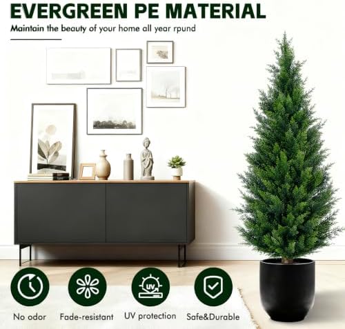 4ft artificial cedar topiary trees (2-pack) - uv, close-up detail