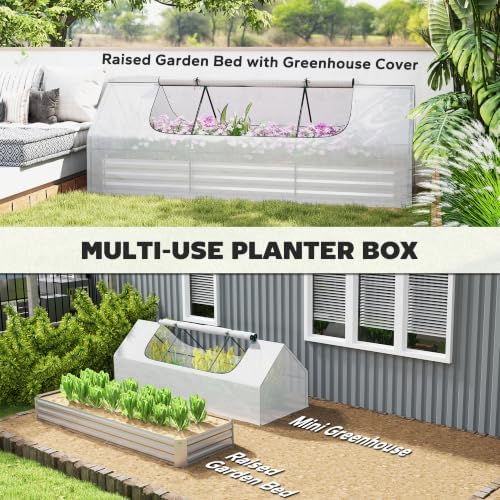 outsunny 8.6 x 3 x 1ft metal planter, close-up detail