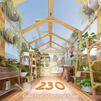 jocisland 6 x 8-ft wooden greenhouse showing dimensions
