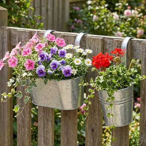 hanging flower pots planters for outdoor, silver on a desk or shelf