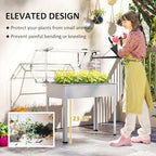 outsunny raised garden bed with flip-up cover, 39.4"x18.9"x48.8", side view