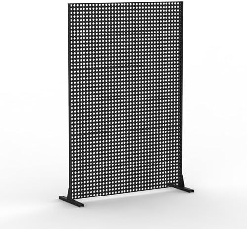 domi metal privacy screen, freestanding outdoor indoor divider, front angle view