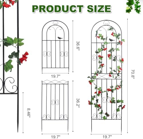 70.8" h x 19.7" w metal garden trellis, close-up detail