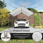 outsunny 10'x20' carport outdoor heavy duty galvanized car showing dimensions