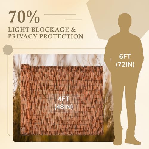 brown 4ft x16.4ft reed fencing roll bamboo privacy shown in use