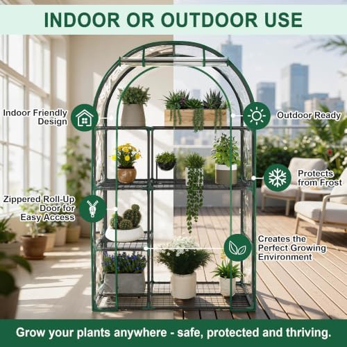 4-tier mini greenhouse for outdoors, 40" x 18", close-up detail