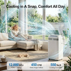 uthfy 12,000 btu portable air conditioners, 4-in-1 portable shown in use