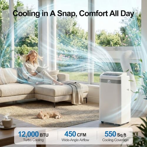uthfy 12,000 btu portable air conditioners, 4-in-1 portable shown in use