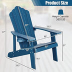 Giantex Outdoor Adirondack Chair - Oversized Patio Chairs w/Hidden Cup Holder, Realistic Wood Grain, 380 LBS Weight Capacity, Weather Resistant Firepit Chairs for Backyard, Garden (2, Navy)