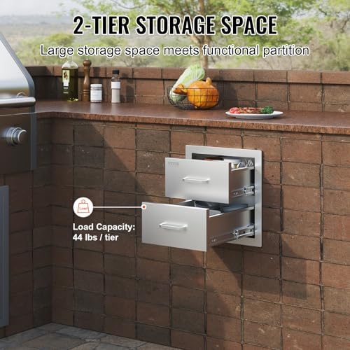 vevor outdoor kitchen drawers 14"w x 14.3"h x showing dimensions