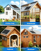16" solar powered fan with battery & timer,chicken, front angle view