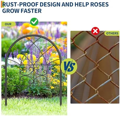 garvee decorative garden fence panels 4-pack, 20"x26" black, close-up detail