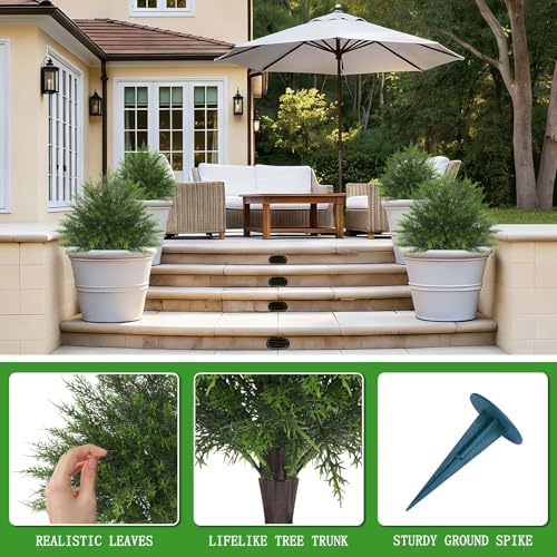 yangrass 2 pack 23" artificial cedar topiary ball showing dimensions