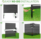 no-dig metal privacy fence screen, 60" h ×, front angle view