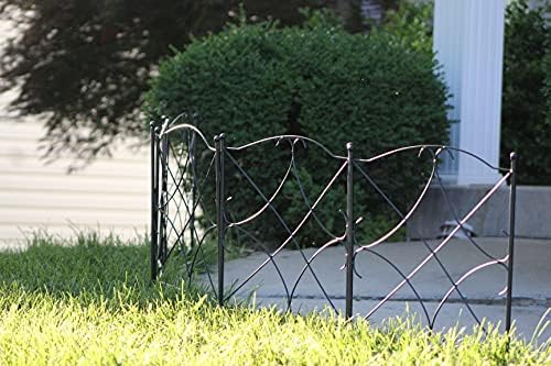 ashmanonline galvanized garden fence 24in x 10ft, black showing dimensions