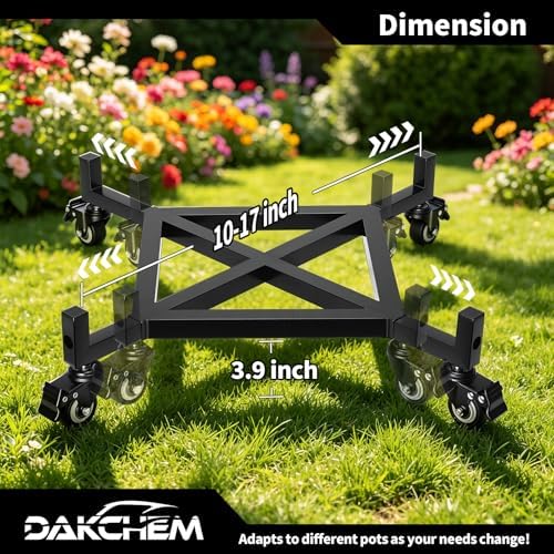 10-17 inch adjustable plant caddy with wheels heavy shown in use