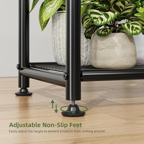 ekisemio 5-tier metal plant stand, heavy duty indoor, side view