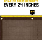 core tarps 60% brown shade cloth with grommets on a desk or shelf