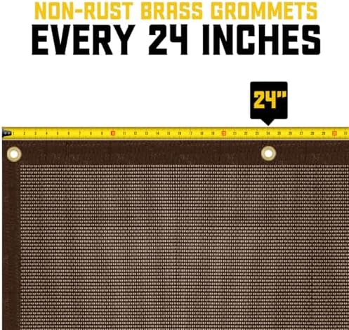 core tarps 60% brown shade cloth with grommets on a desk or shelf