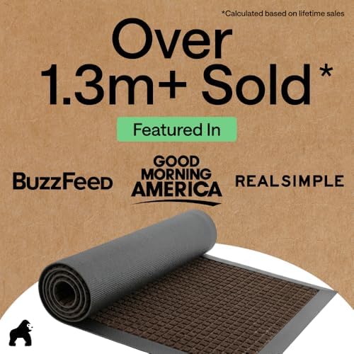 gorilla grip weathermax door mat, indoor outdoor, 72x24, side view