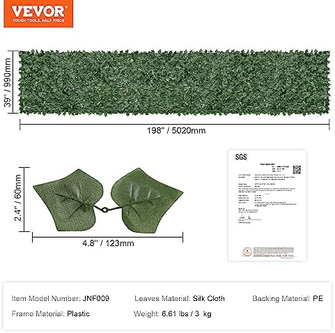vevor artificial ivy privacy fence screen, 39 x on a desk or shelf