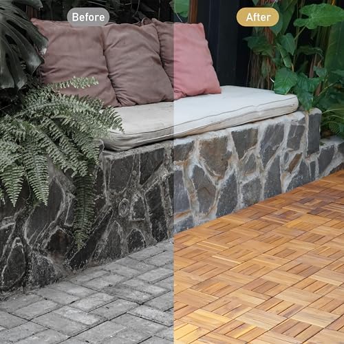 interlocking deck tiles, 10 pcs 12" x 12" on a desk or shelf