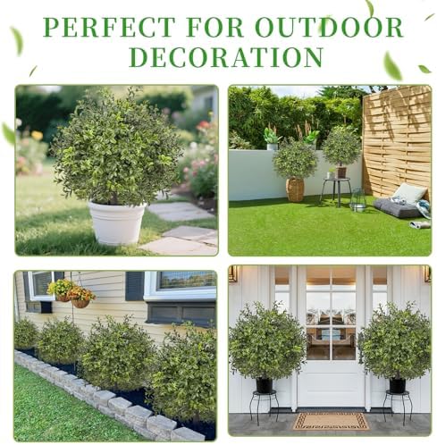 ereal 24'' artificial boxwood topiary, pack of 2 showing dimensions