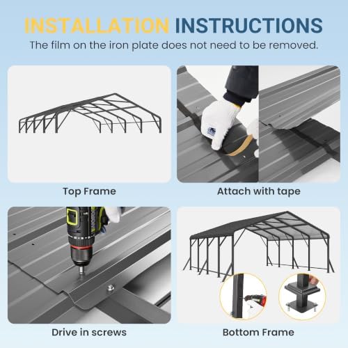 wisteria lane 20'x20' metal carport, heavy duty carport, front angle view