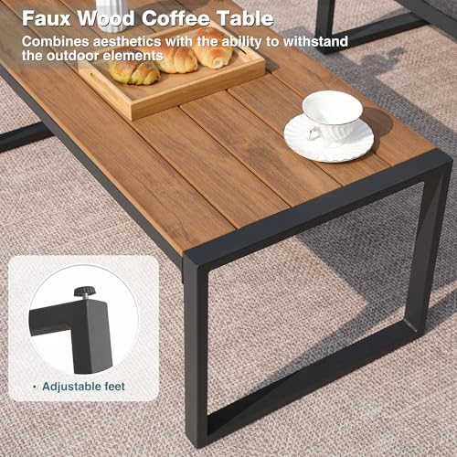 4 pieces metal patio furniture set for outdoor showing dimensions