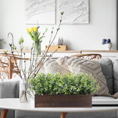 lyrow 2 pack eucalyptus plant,brown,16.1 inch,white frosted pointed, package contents