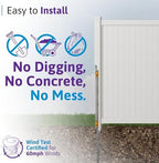 wambam cambridge privacy gate, white vinyl no dig shown in use