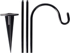 CALIDAKA 4 Pack Multi-Purpose Shepherds Hooks Outdoor Iron Shepherd Hook with Base Adjustable Heavy Duty Garden Hanging Stake for Lanterns Solar Light Plant Hanger Wedding Decor