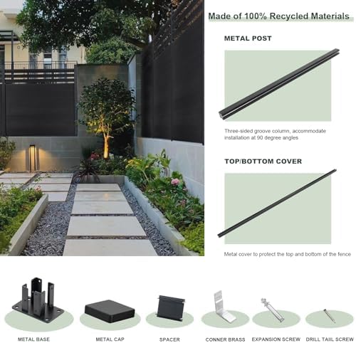 mondaria semi-closed privacy fence panels with 2 posts, close-up detail