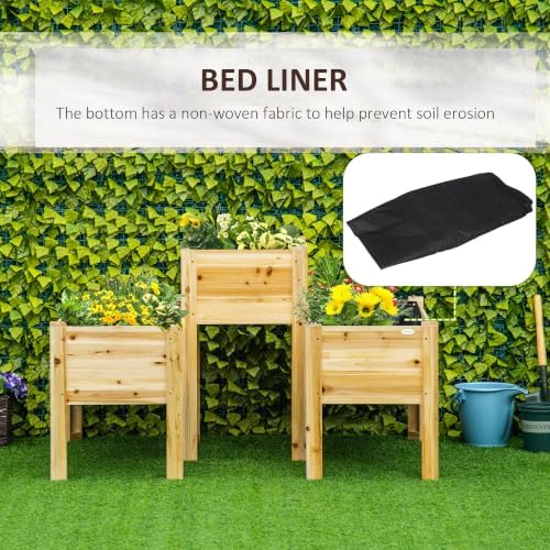 outsunny raised garden bed set of 3, wooden, package contents