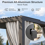 aoxun louvered pergola 10x10 all-aluminum, waterproof curtains and, close-up detail