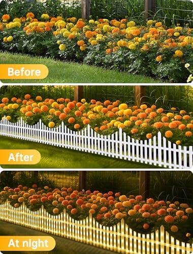 hopolon 8 pack lighted garden fence, 11.1in (h), side view