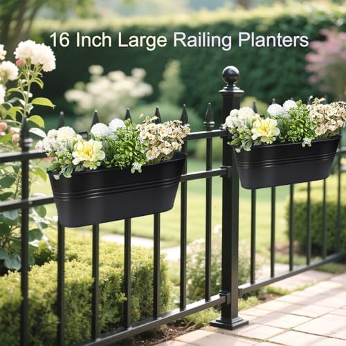 16 inch 4 pcs metal hanging flower pots, close-up detail